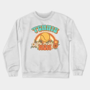 Groovy Tennis mom Retro gift for funny mother Vintage floral pattern Crewneck Sweatshirt